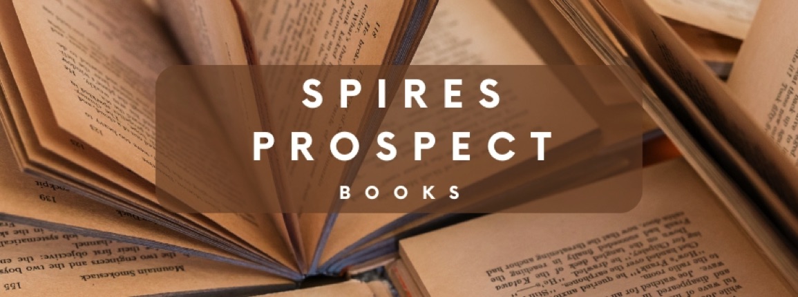 Photo of open books with Spires Prospect Publisher Overlay